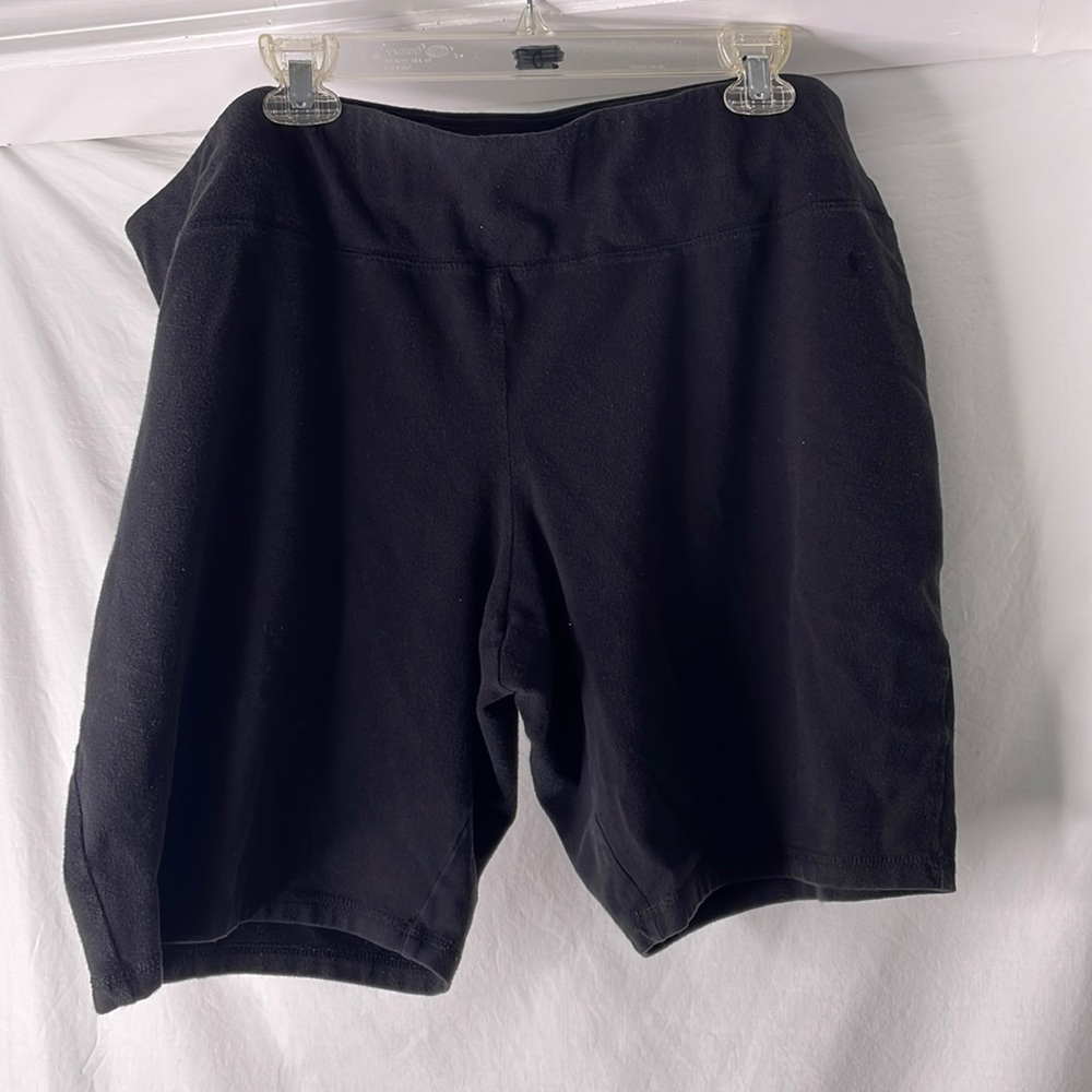 Danskin Now black 3X 22/24 94% cotton 6% spandex black bike short wide waistband